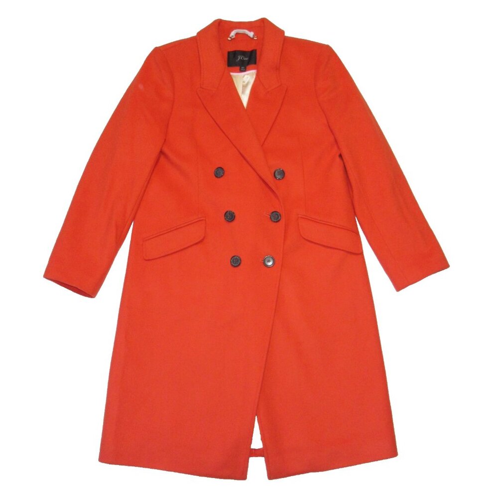 NWT J.Crew Double-breasted Topcoat in Radiant Orange Italian Wool-cashmere 10P